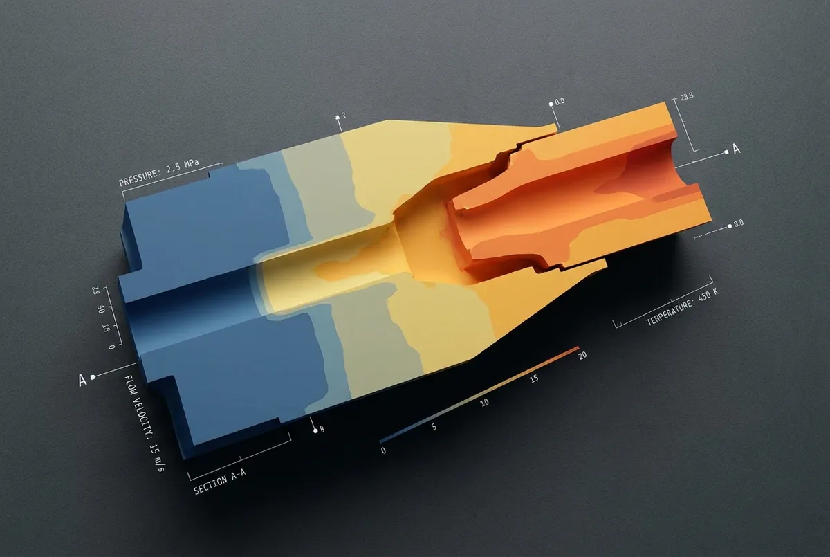 Illustrative pressure-section render around a body. Not measured solver output.